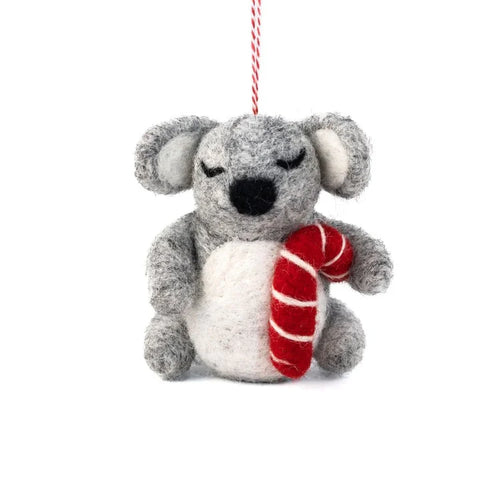 Felt Decoration Koala Candy Cane