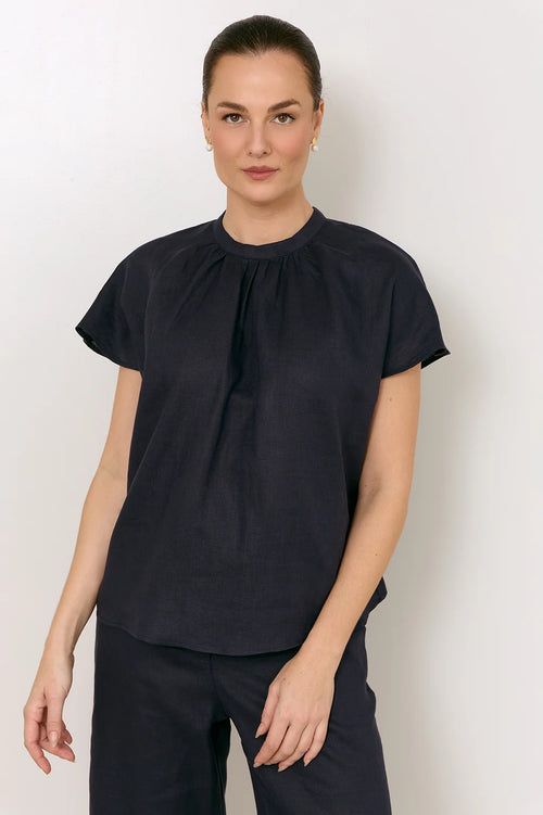 Alice Linen Top - Navy