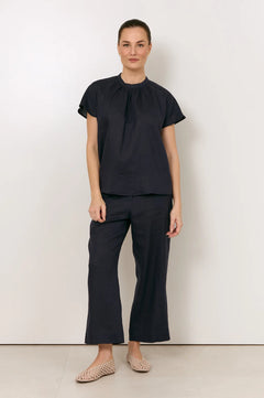 Alice Linen Top - Navy