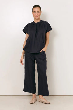 Alice Linen Top - Navy