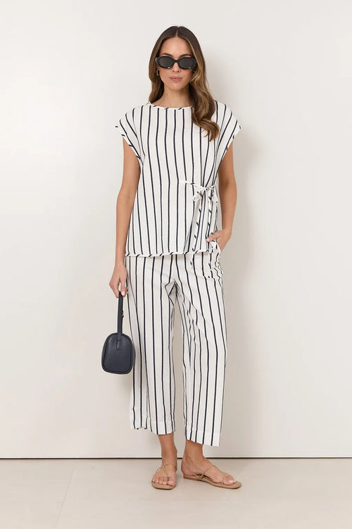 Lyndon Stripe Crop Pant - Navy/White