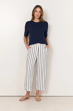 Lyndon Stripe Crop Pant - Navy/White