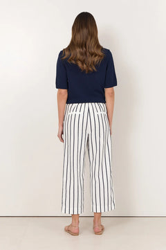 Lyndon Stripe Crop Pant - Navy/White
