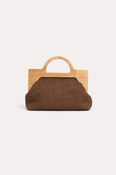 Peru Top Handle Weave Clutch - Chocolate