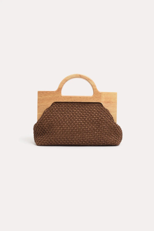 Peru Top Handle Weave Clutch - Chocolate