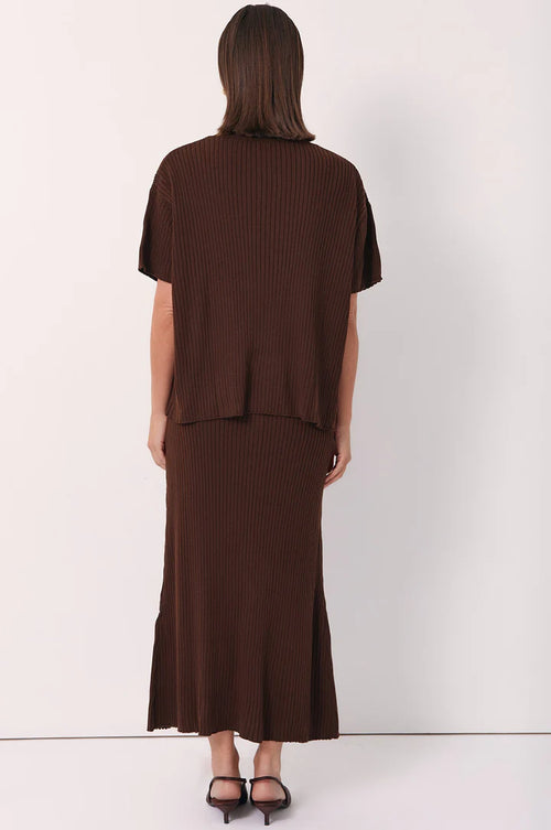 Shani Rib Knit Top - Chocolate