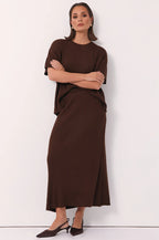 Taylor Rib Knit Midi Skirt - Chocolate