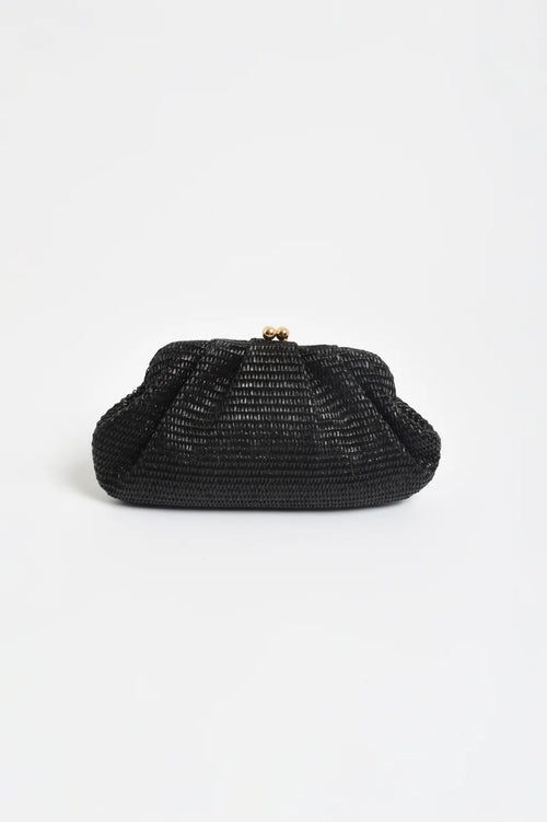 Weave Gathered Clutch - Black