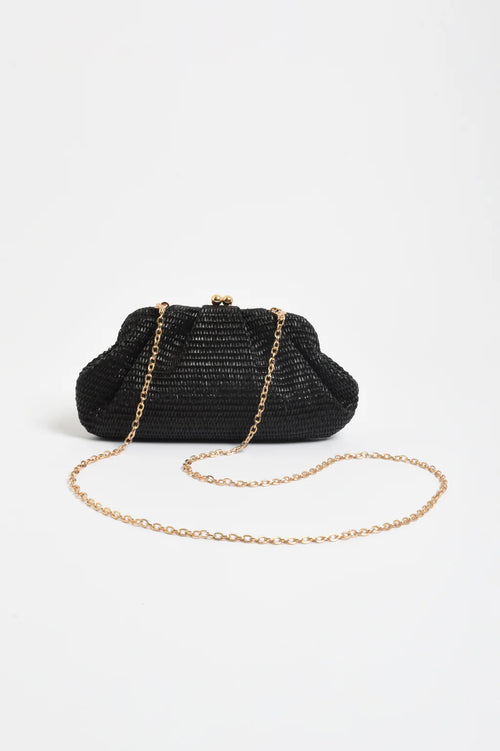 Weave Gathered Clutch - Black