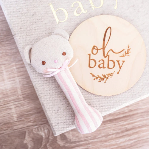Ted Stick Rattle - Pink Stripe