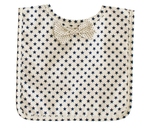 Bow Tie Bib - White Navy Star