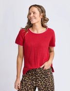Camellia Short Sleeve Knit - Cranberry