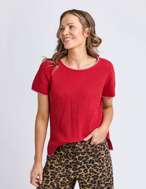 Camellia Short Sleeve Knit - Cranberry
