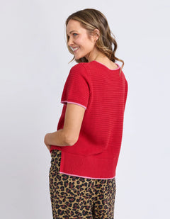 Camellia Short Sleeve Knit - Cranberry