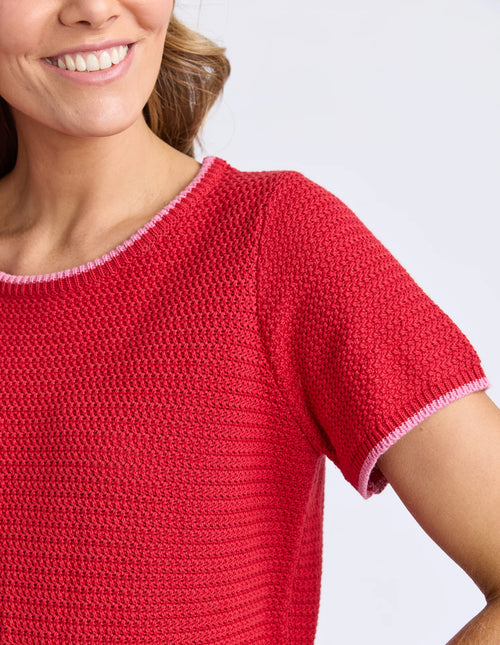 Camellia Short Sleeve Knit - Cranberry