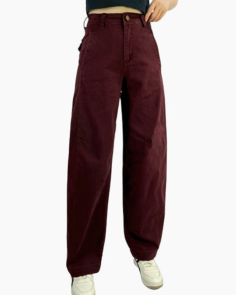 Barrel Stretch Jeans - Wine