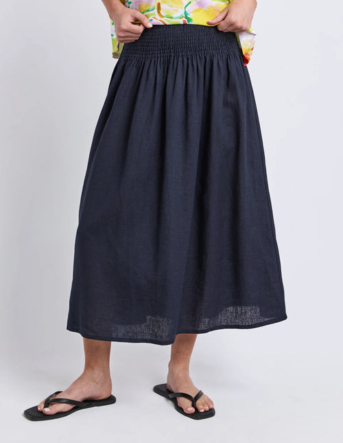 Flair Shirred Skirt - Navy