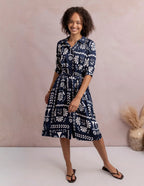 Jenny Dress - Navy/White