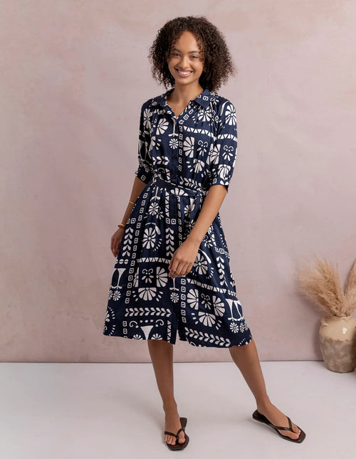 Jenny Dress - Navy/White