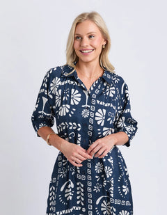 Jenny Dress - Navy/White