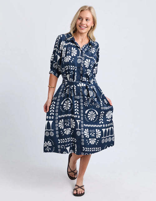 Jenny Dress - Navy/White