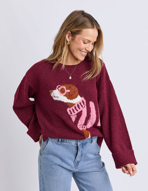 Annie Intarsia Knit - Maroon