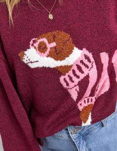 Annie Intarsia Knit - Maroon