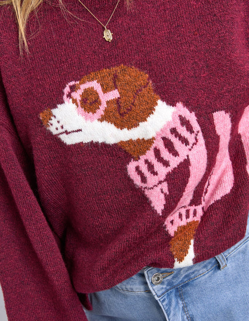 Annie Intarsia Knit - Maroon
