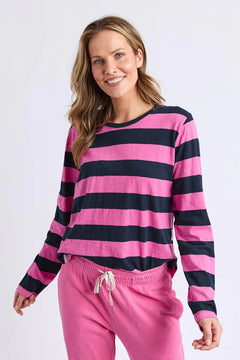 Spritz Long Sleeve Tee - Hot Pink/Navy