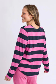 Spritz Long Sleeve Tee - Hot Pink/Navy