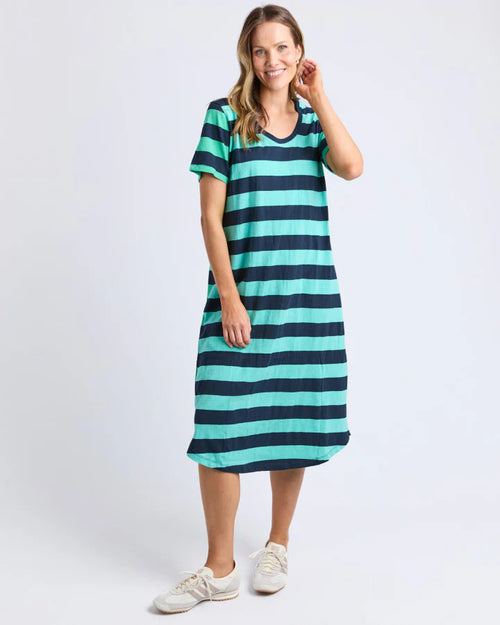 Mercury Stripe Dress - Green/Blue