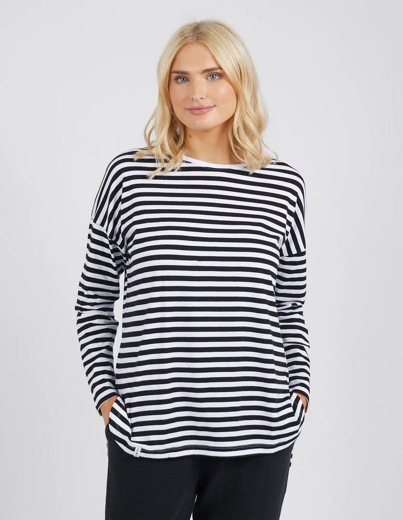 Lauren Long Sleeve Tee - White/Navy Stripe