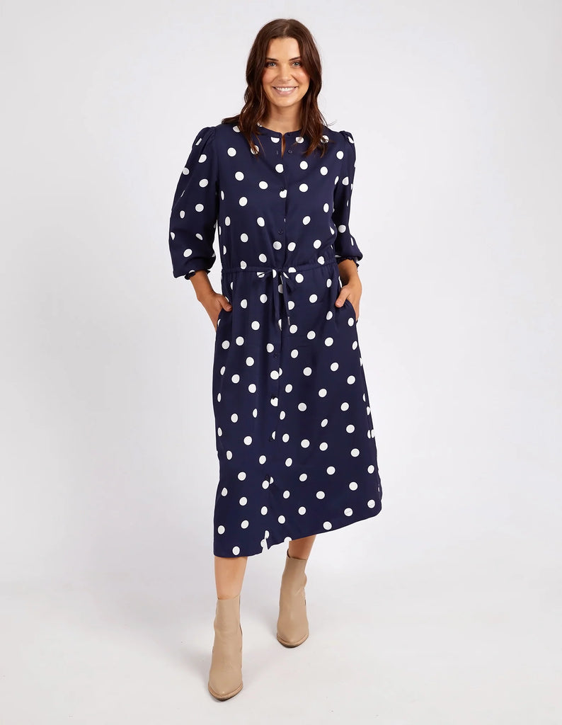 Dottie Dress - Navy white spot