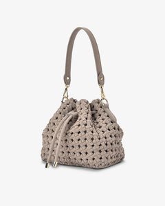 Box Weave Bucket Bag - Fawn