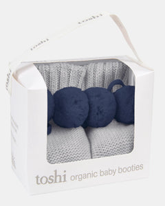 Organic Booties - Fog/Navy