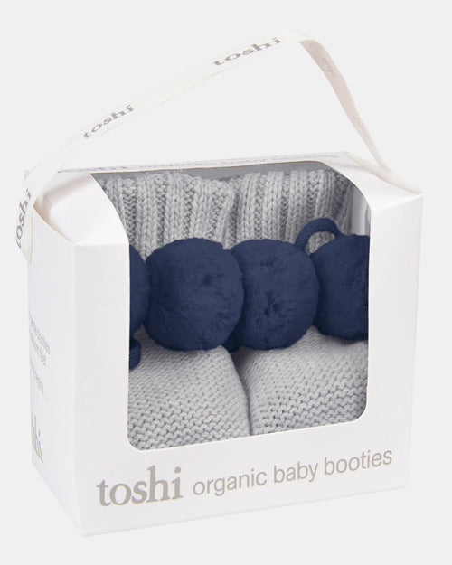 Organic Booties - Fog/Navy