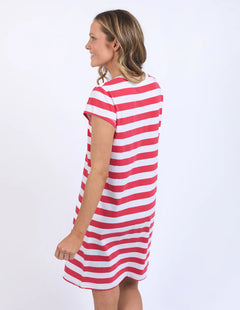 Signature Tee Dress - Crimson Stripe