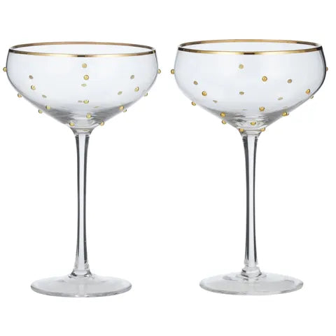 Gold Rim Coupe Glasses - Set 2