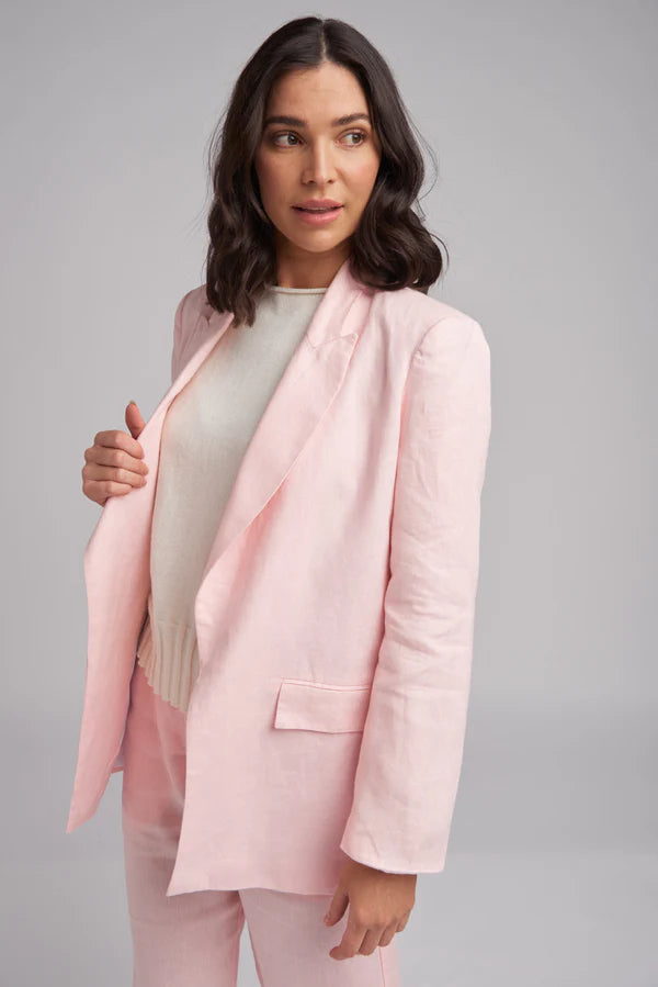 Goondiwindi Cotton Relaxed Linen Blazer Pale Pink Home Store Online