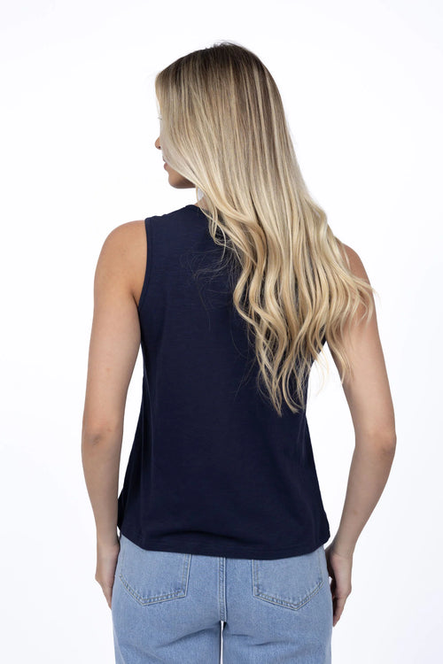 Kaia V Neck Top - Navy