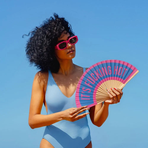 Hand Fan - It's Fucking Hot Pink & Blue