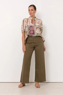 Adele Wide Leg Jean - Khaki