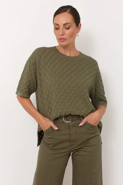 Adele Wide Leg Jean - Khaki