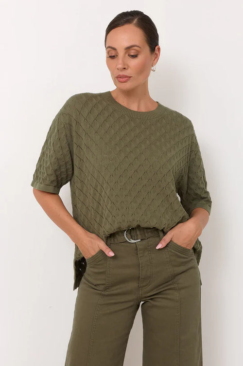 Adele Wide Leg Jean - Khaki