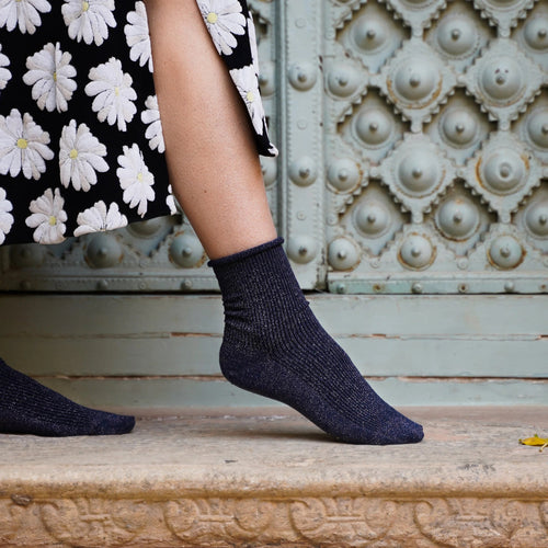 Lurex Glitter Socks - Blue