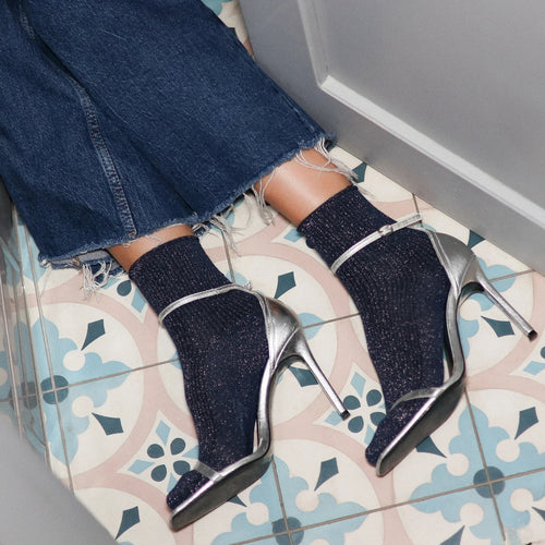 Lurex Glitter Socks - Blue