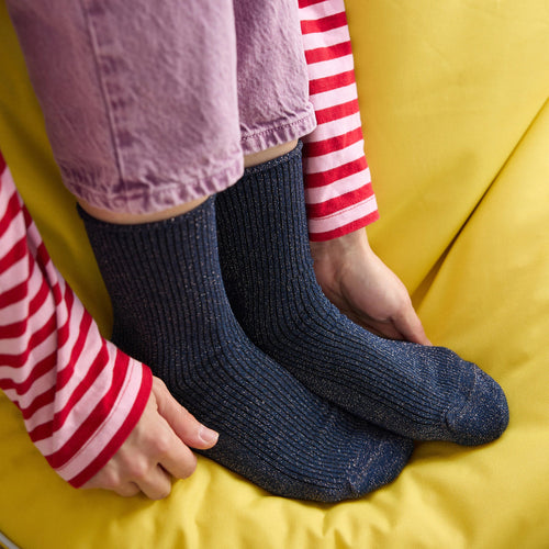 Lurex Glitter Socks - Blue