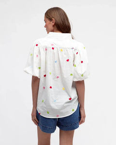 Embroidered Heart Top - White