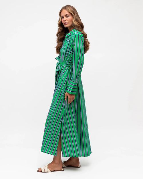 Stripe Shirt Dress - Green/Navy