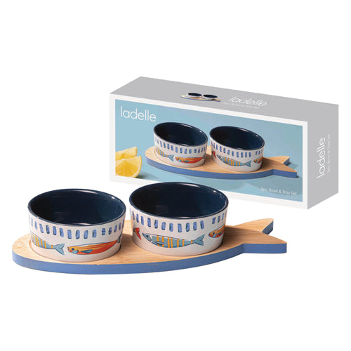 Fish 3pc Bowl & Tray Set